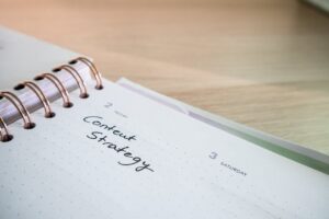 content marketing strategy written on a book