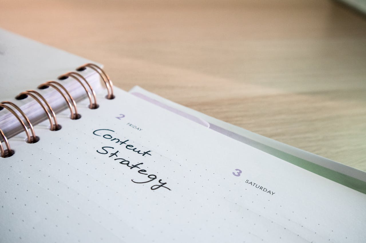 content marketing strategy written on a book