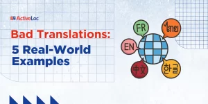 infographic highlighting five famous translation fails and the disastrous consequences of bad translations in marketing and branding.