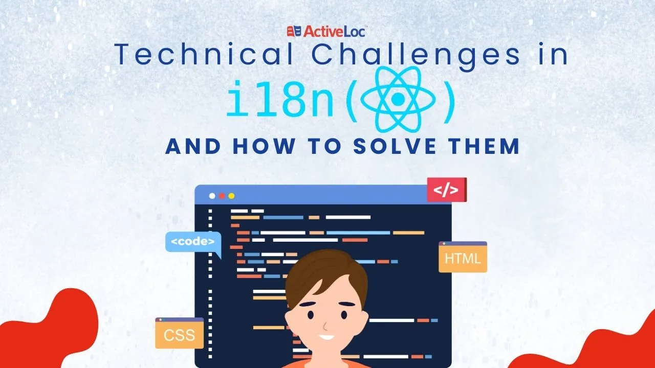 An infographic illustrating common i18n challenges, with icons for different languages, currencies, and technical issues.